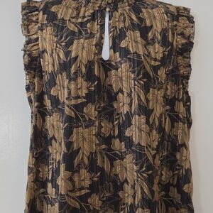 White House Black Market Black & Gold Floral Sleeveless Top